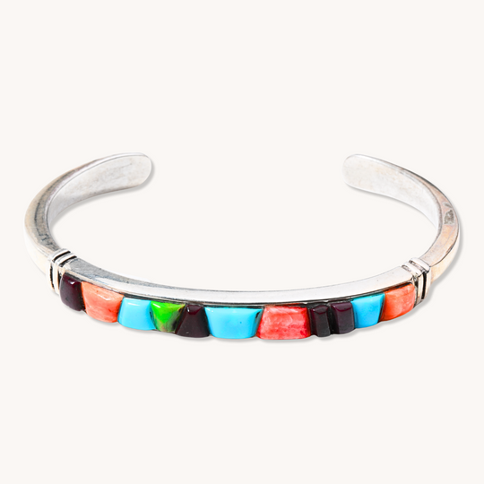 Turquoise and Spiny Oyster Inlay Cuff Bracelet