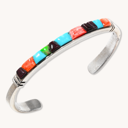 Turquoise and Spiny Oyster Inlay Cuff Bracelet