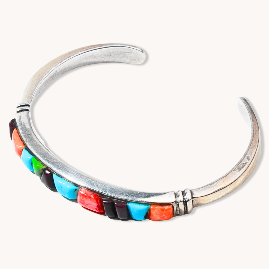 Turquoise and Spiny Oyster Inlay Cuff Bracelet