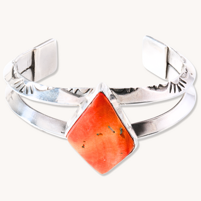Hand-Stamped Spiny Oyster Cuff Bracelet — hand-stamped sterling silver