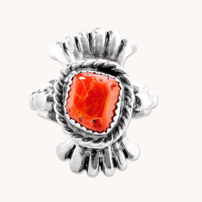 Cast Coral Ring — hand-stamped sterling silver