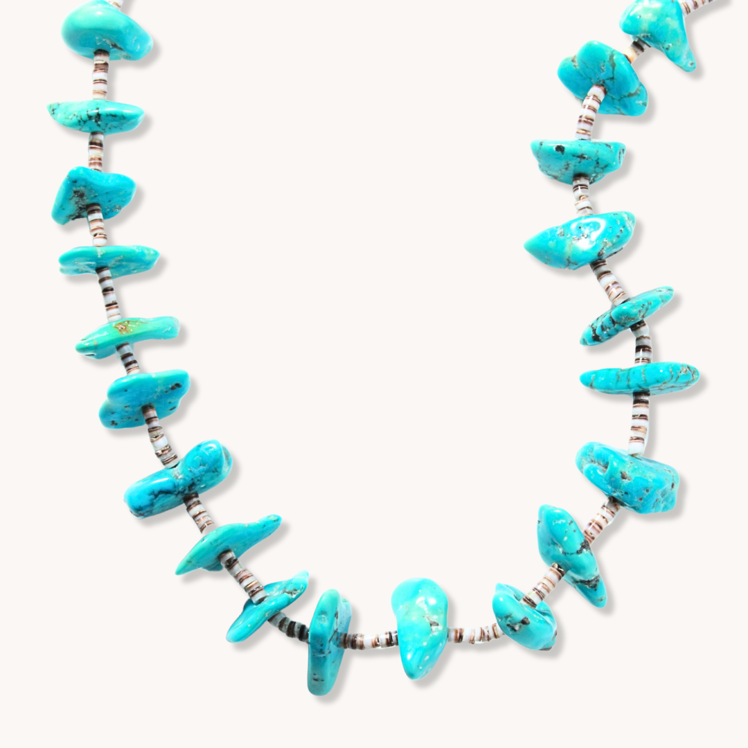 Turquoise Nugget & Small Shell Heishe Necklace