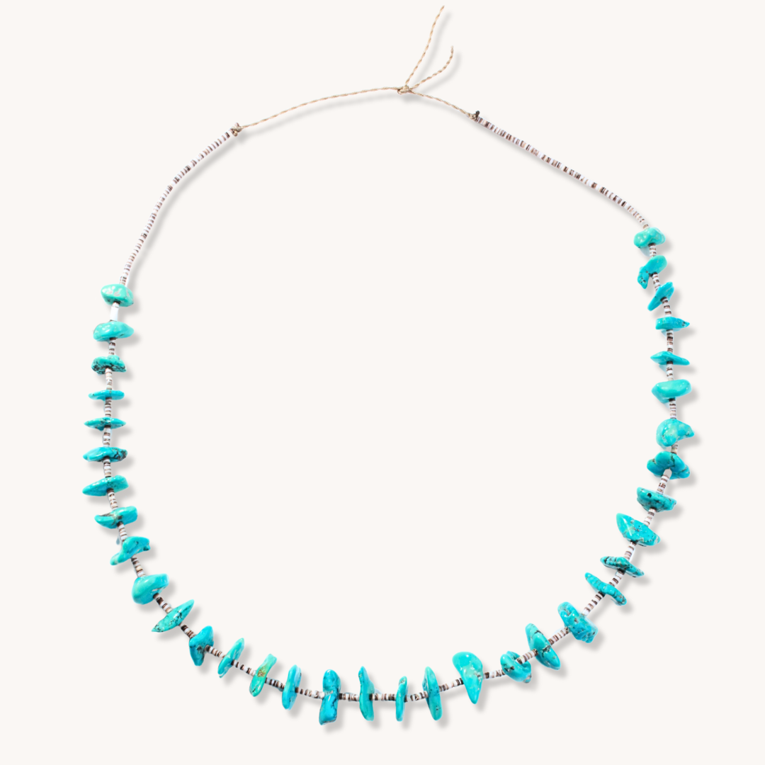 Turquoise Nugget & Small Shell Heishe Necklace