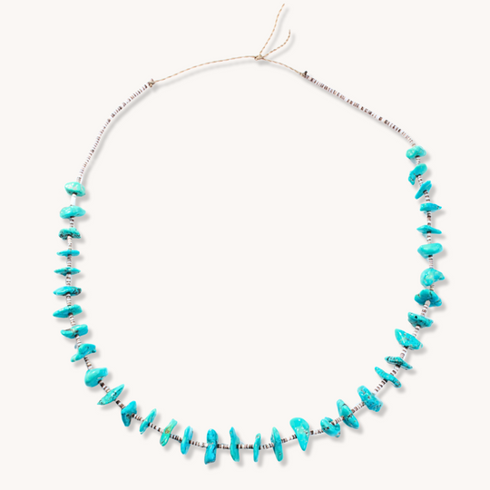 Turquoise Nugget & Small Shell Heishe Necklace