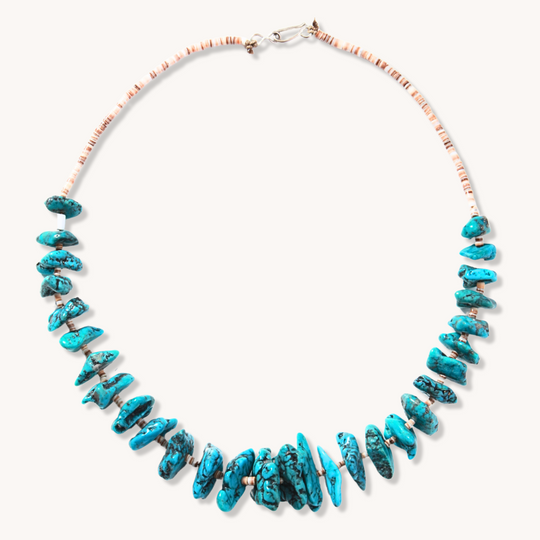 Turquoise Nugget & Small Shell Heishe Necklace