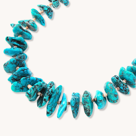 Turquoise Nugget & Small Shell Heishe Necklace