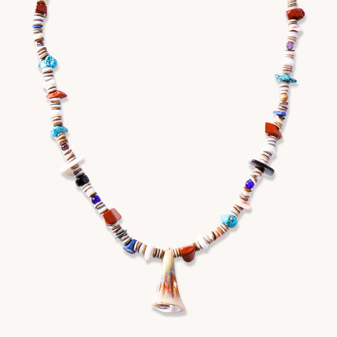 Shell and Multi-stone Heishi Necklace