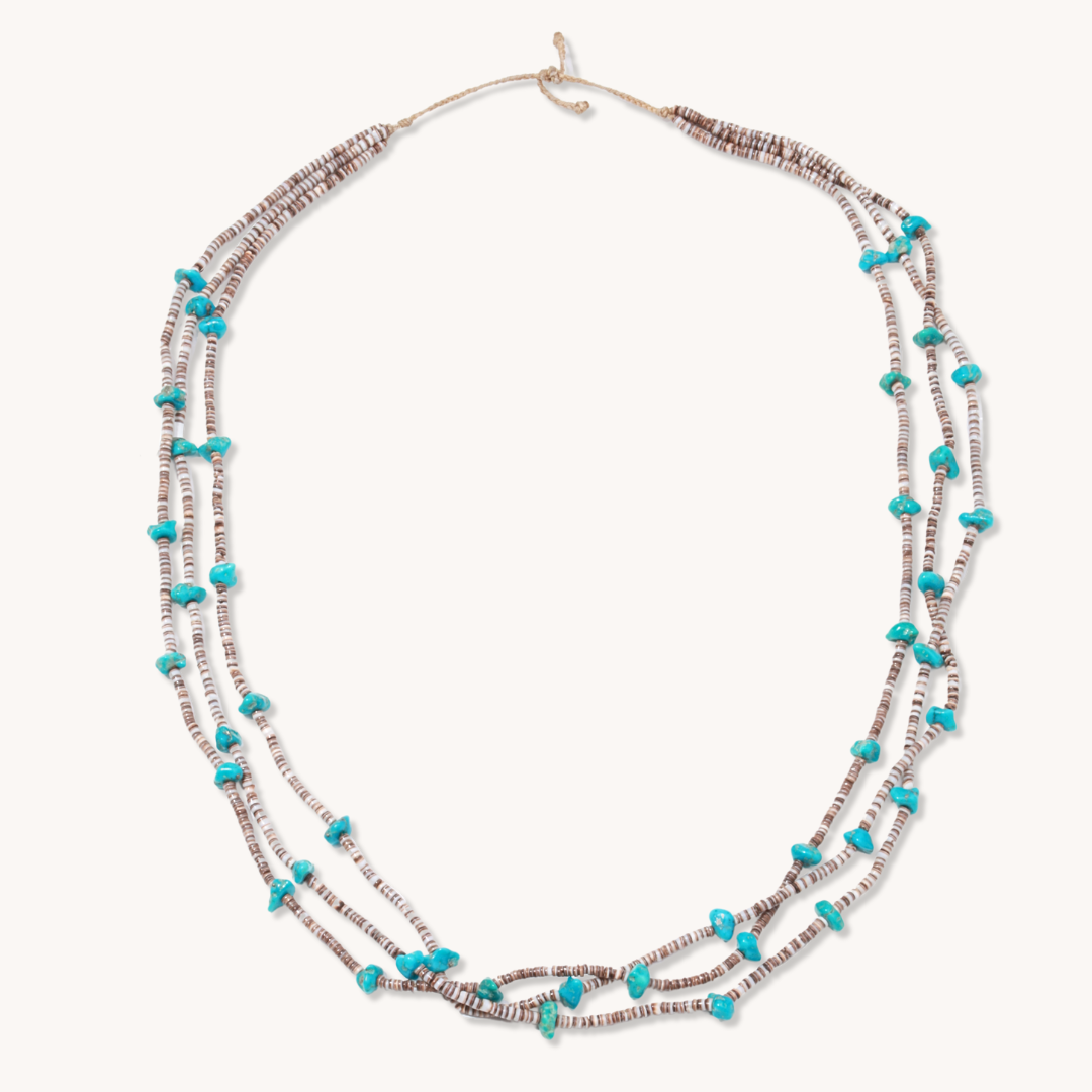 3-Strand Mini Turquoise Nugget and Heishe Necklace