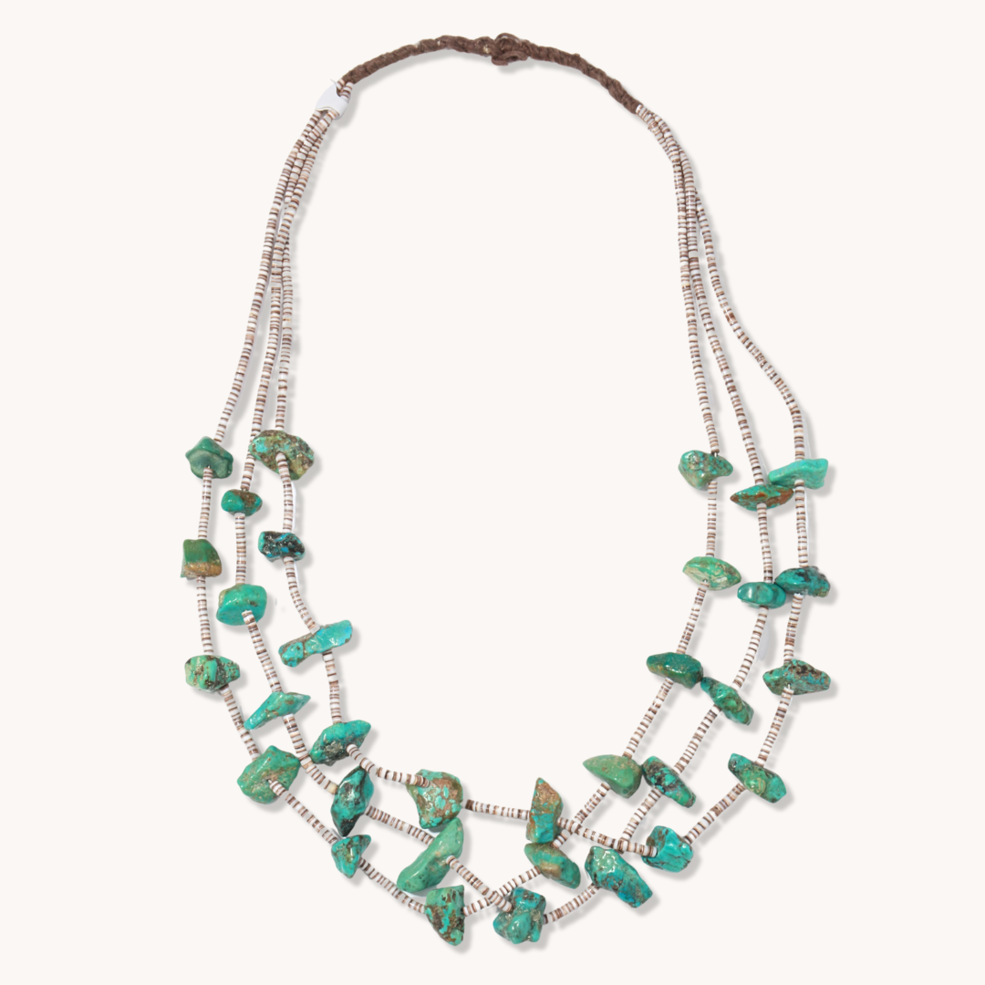 4-Strand Turquoise Nugget and Heishe Beads Necklace