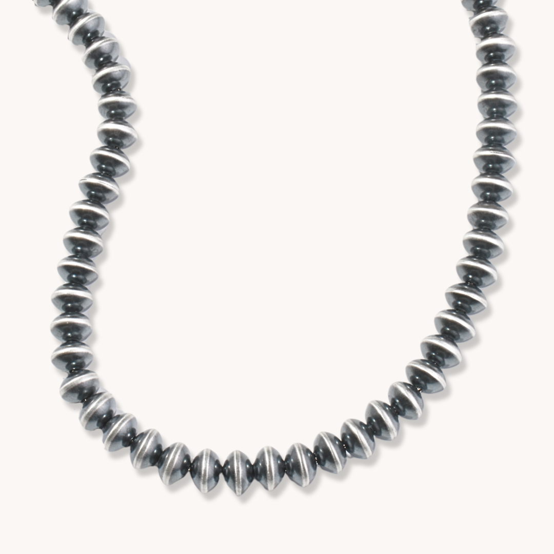 Navajo outlet Pearl Sterling Bench Bead Necklace 24