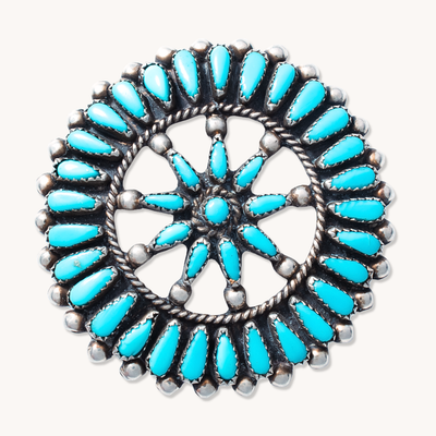 Vintage Turquoise Cluster Pendant — hand-stamped sterling silver