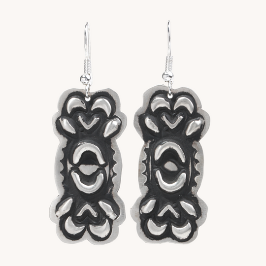 Navajo Silver Repousse Stamped Earrings