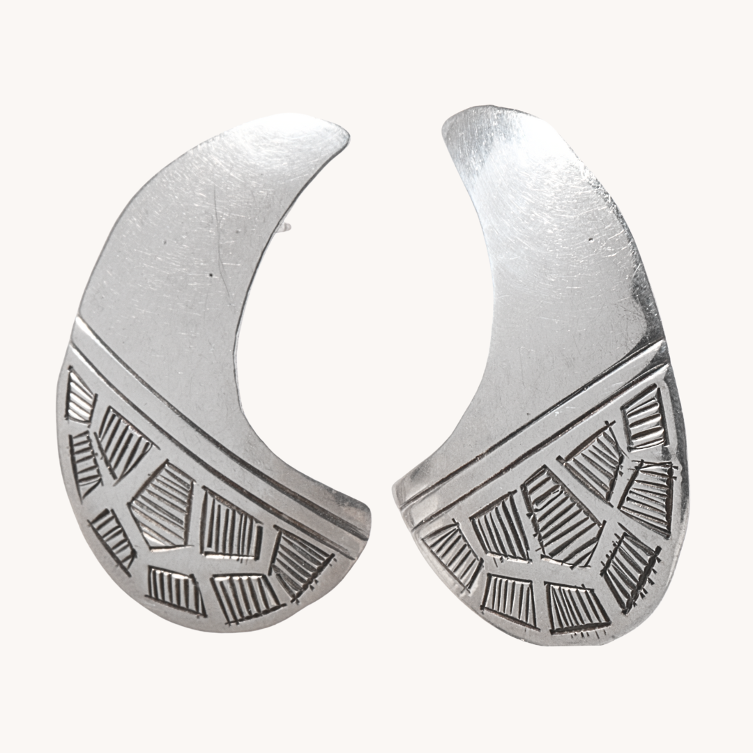 Stamped Sterling Silver Post Earrings