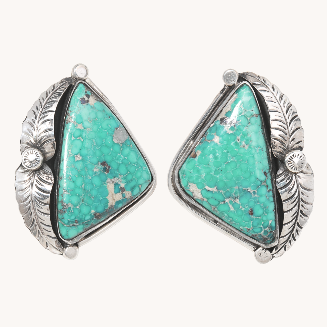 Handmade Turquoise Leaf Earrings