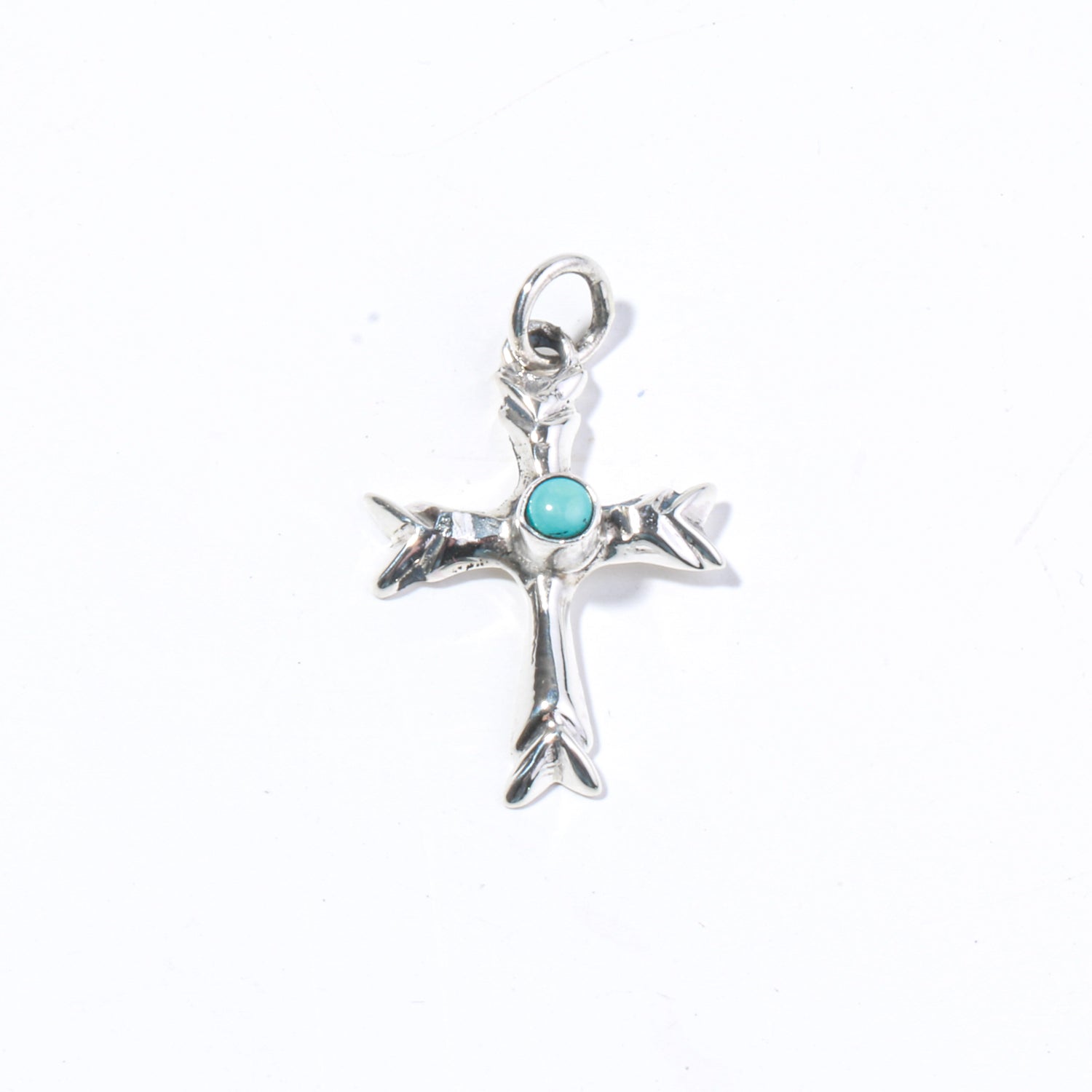 Navajo Sandcast Silver Cross with Turquoise (by Mildred Parkhurst)