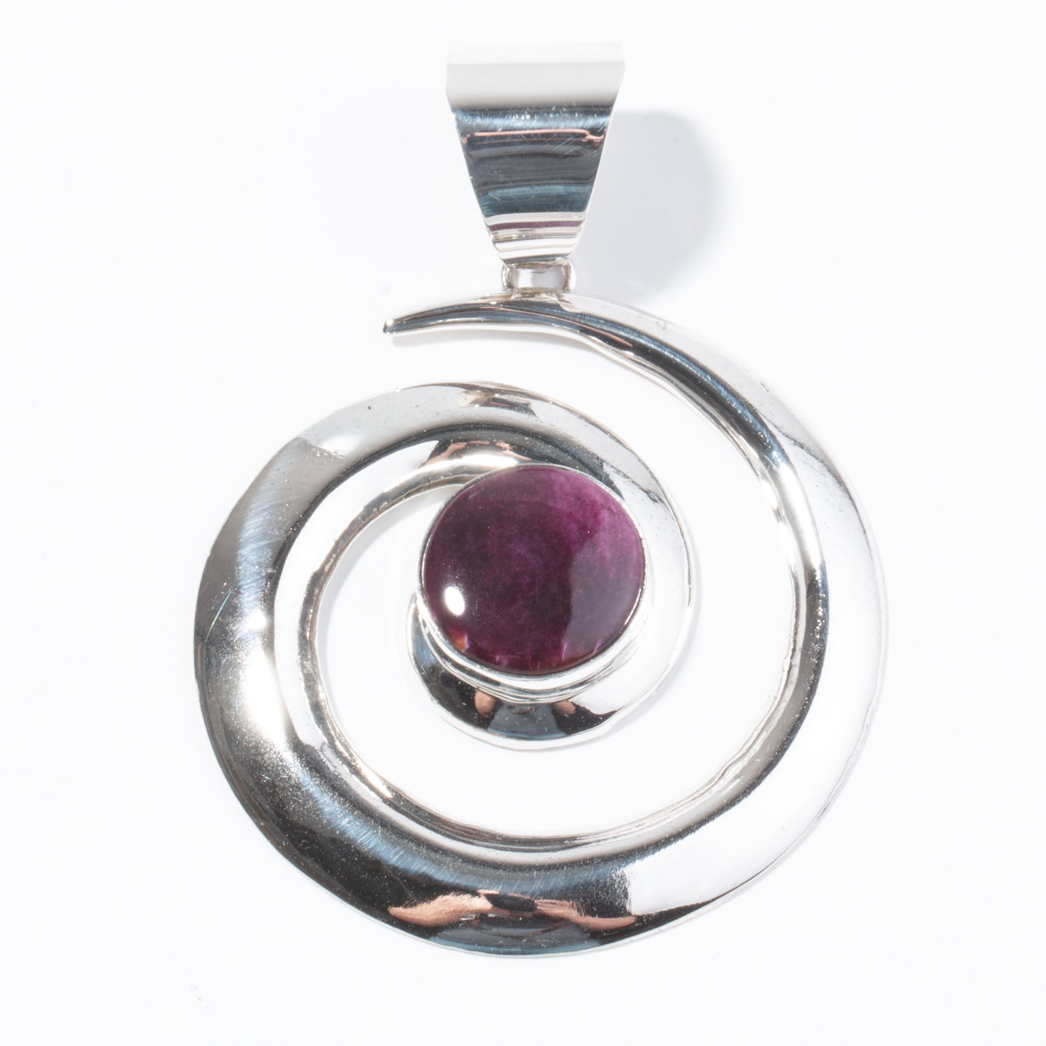 Purple Spiny Oyster Large Spiral Pendant (by Mildred Parkhurst)