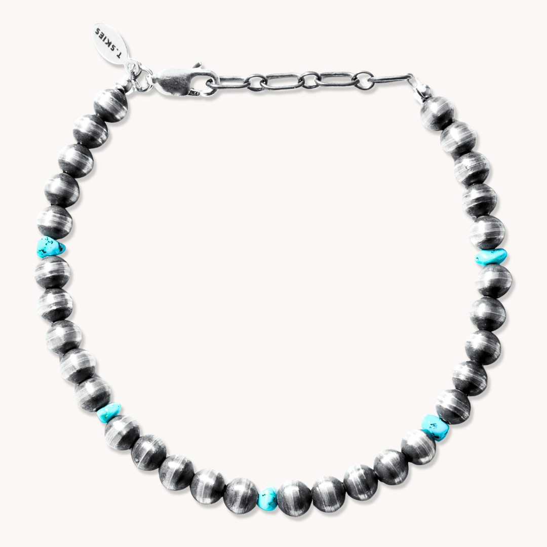 Turquoise Bracelet with Sterling Silver Desert Pearls – T.Skies