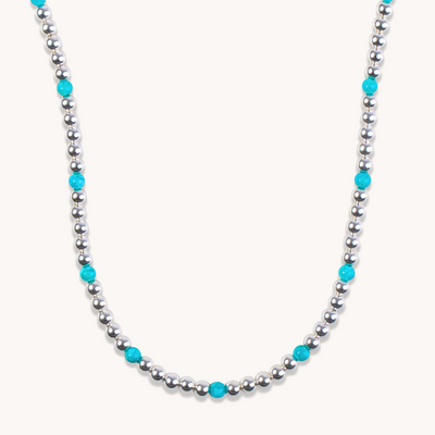 Southwestern Turquoise and Silver Beaded Necklace by TSkies