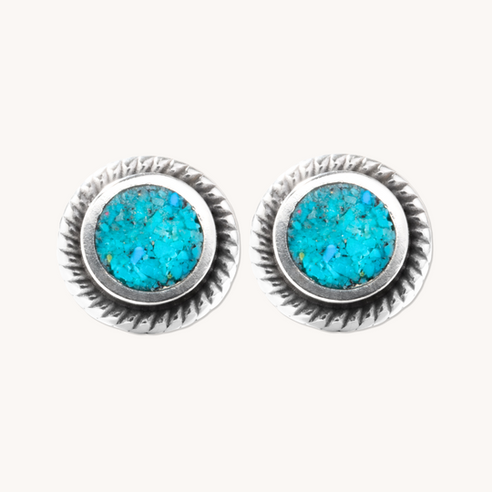 Radiante: Turquoise Chip Inlay Stud Earrings