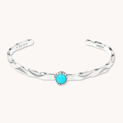 Stamp Dancer: Turquoise Rio Stacker Bracelet — hand-stamped sterling silver