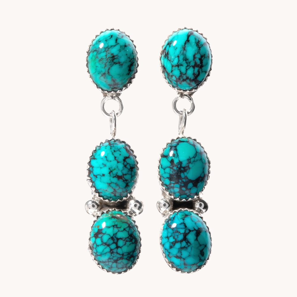 3-Stone Turquoise Drop Earrings – T.Skies Jewelry 3-Stone Turquoise Drop Earrings – T.Skies Jewelry