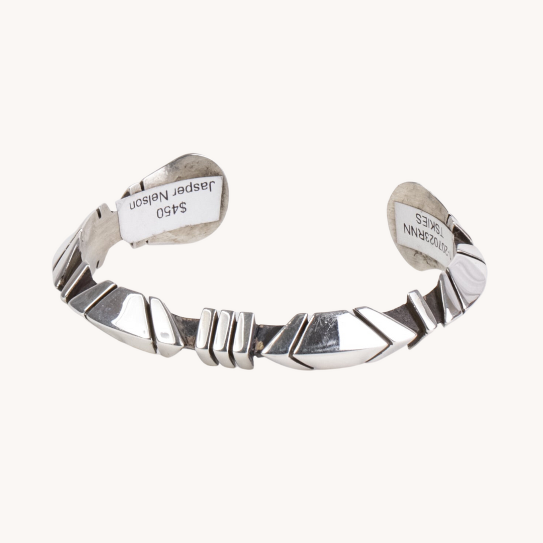 Jasper N. Hand Cut Silver Bracelet Sz6
