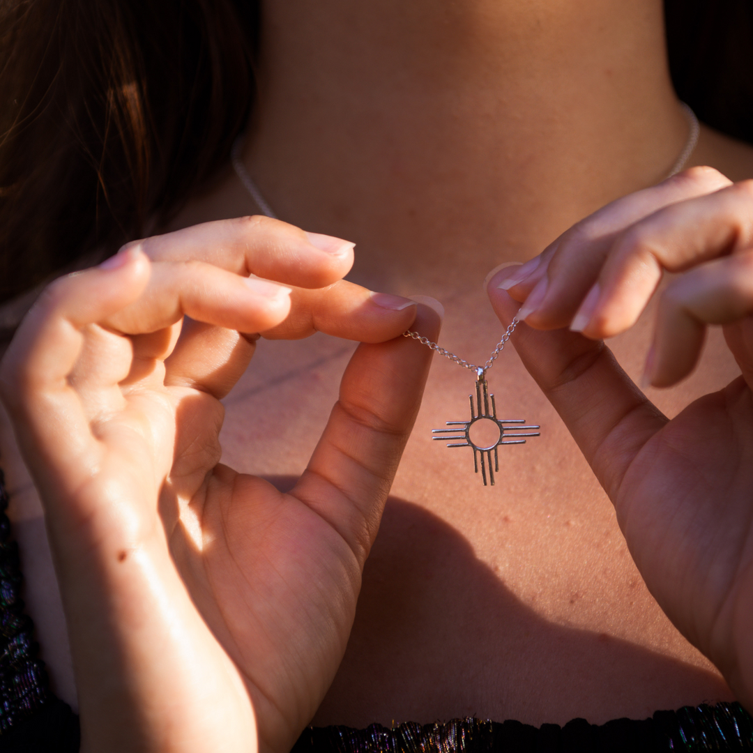 Sterling Silver Zia Symbol Necklace