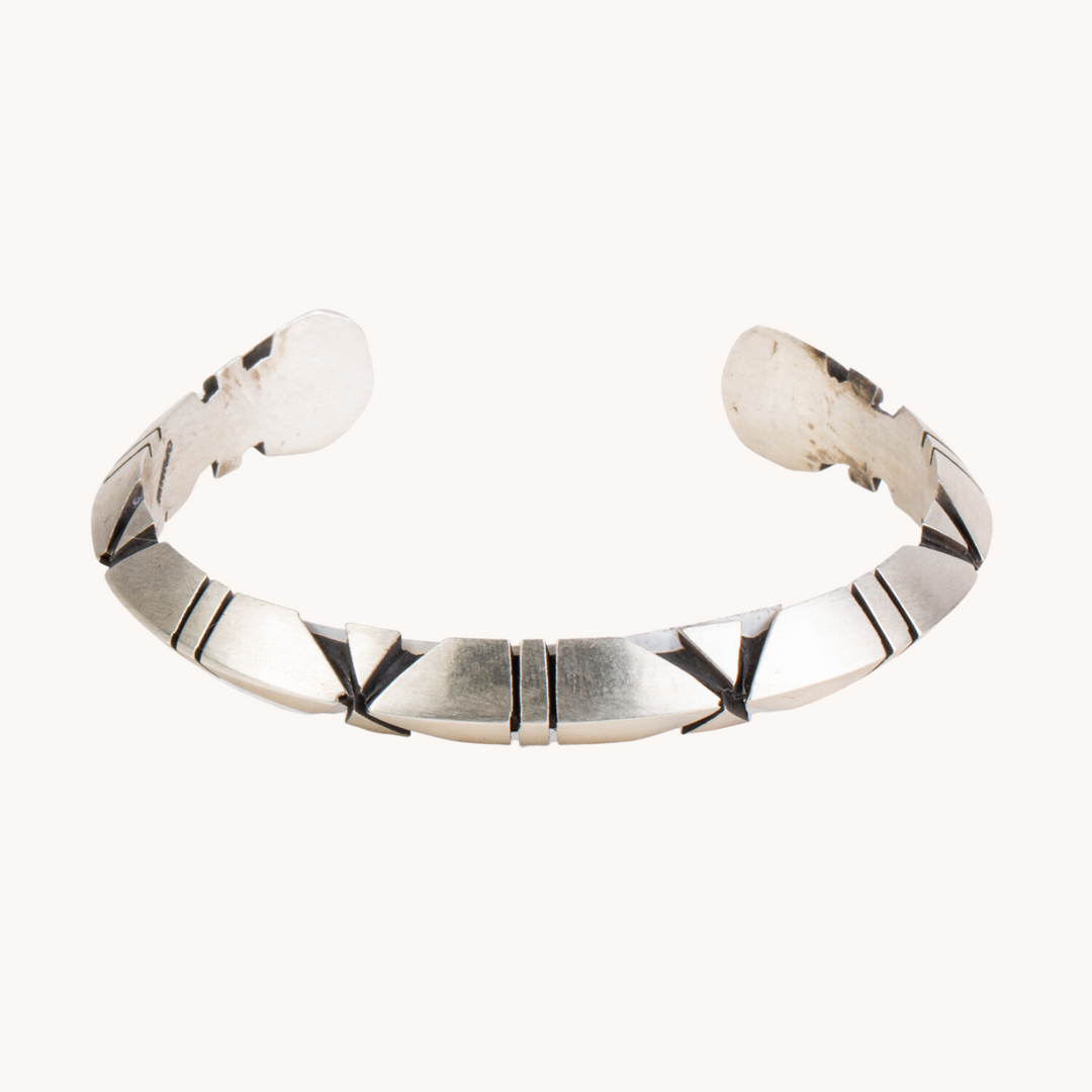 Jasper N. Hand Cut Silver Bracelet Sz7