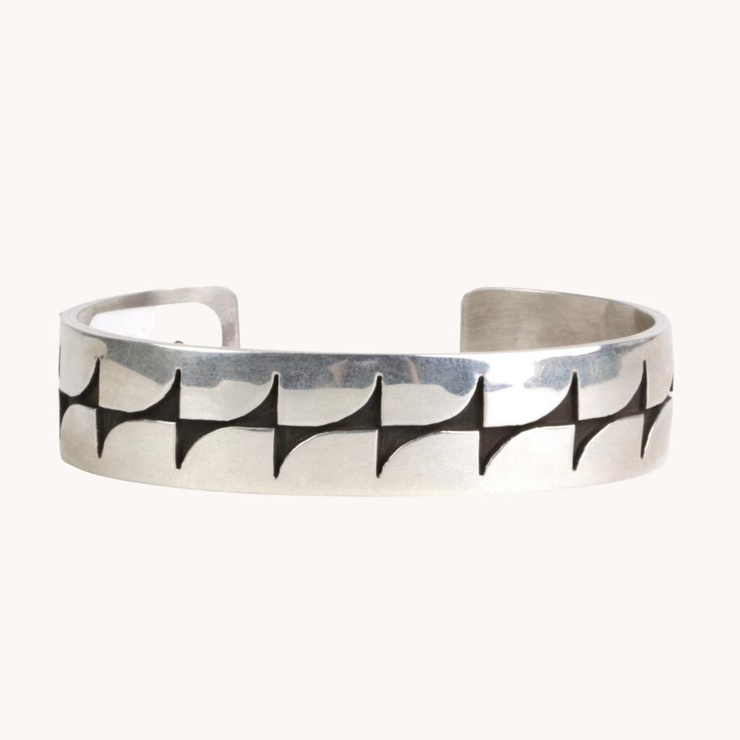 F.R. Ortiz Hand Cut Silver Lightning Cuff