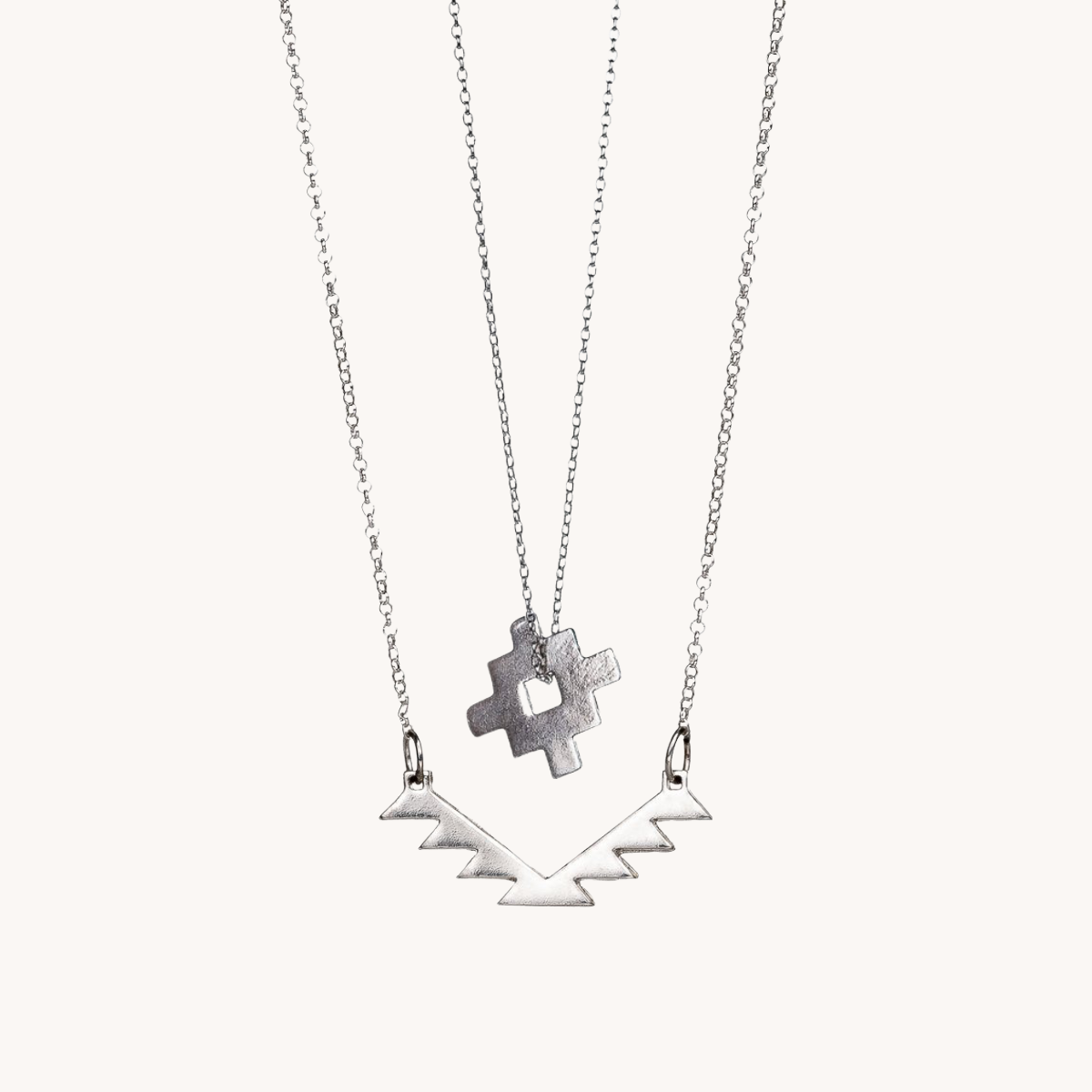 Layered Necklace Set, Handcrafted with Sterling Silver by