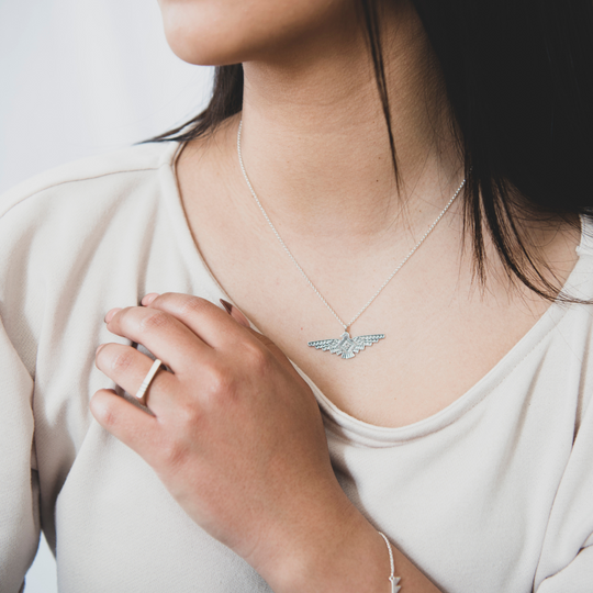 Hand Stamped Silver Pendant Necklace by Turquoise Skies Jewelry