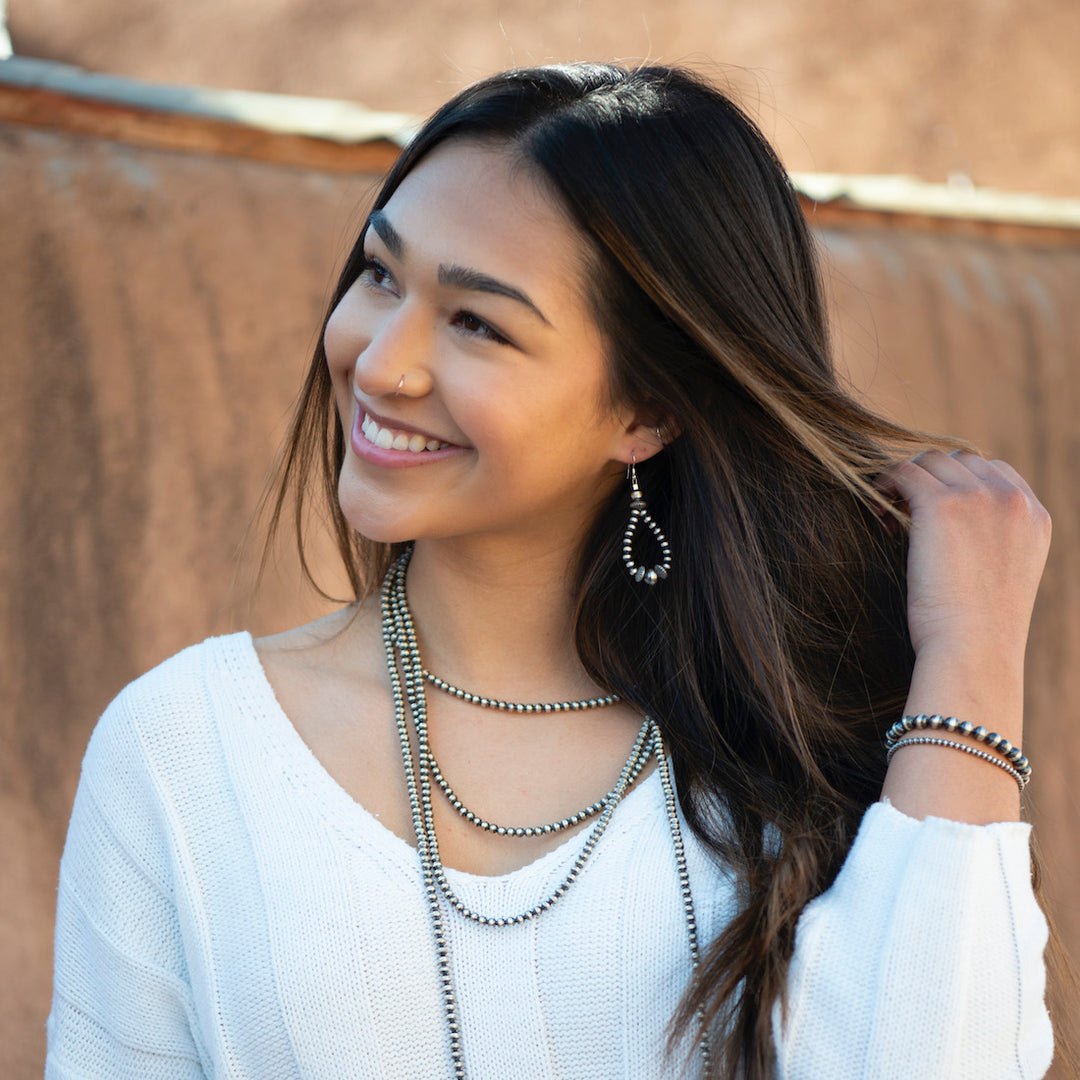 Silver Bead Native American Pearl Earrings by TSkies