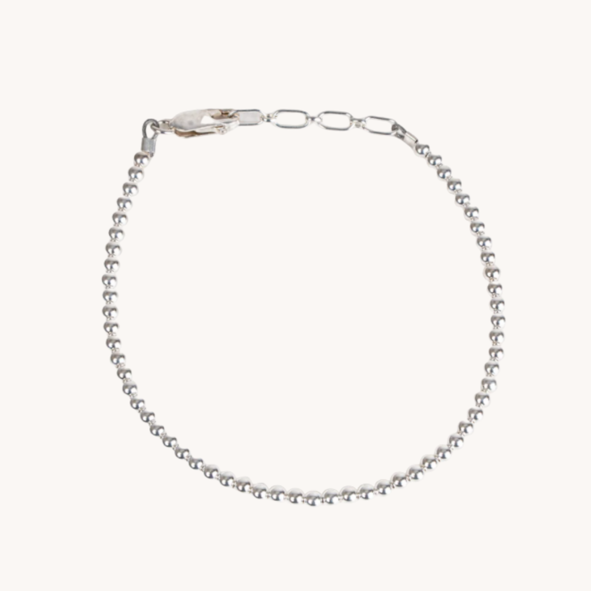 3mm Aged Sterling Silver Beads Bracelet