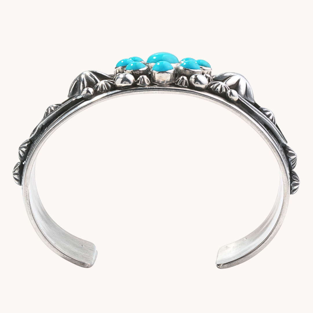 Hand-Stamped Turquoise Cluster Cuff with Appliques