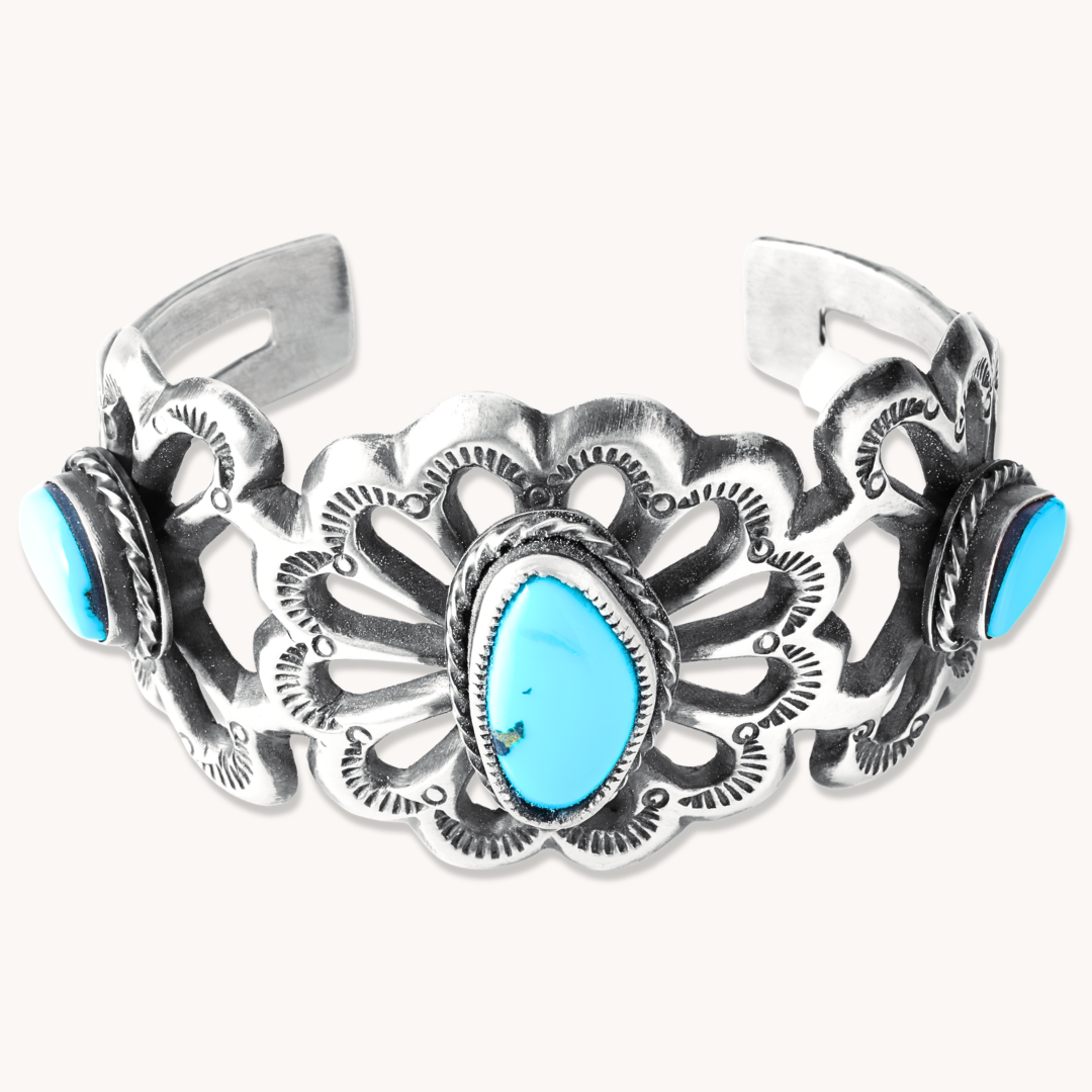 3-Stone Cast Turquoise Cuff Bracelet