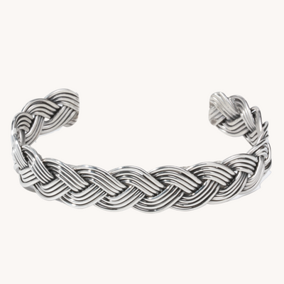Braided Silver Cuff Bracelet