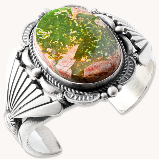 Quality Turquoise Cuff with Shield Flanks