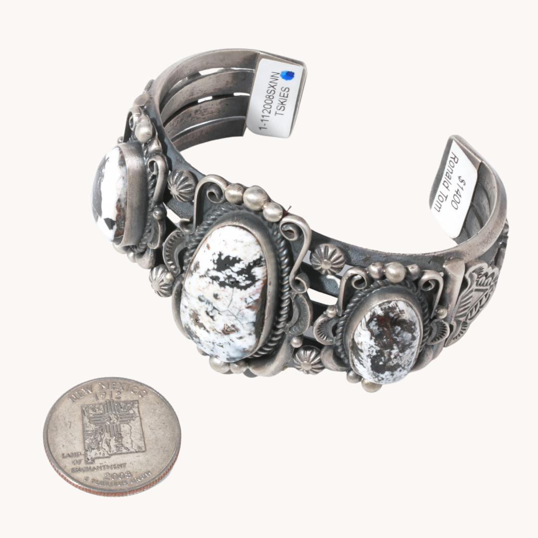 3-Stone White Buffalo Cuff Bracelet
