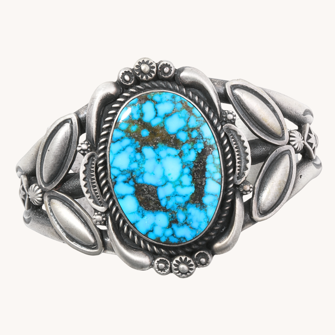 Kingman Spiderweb Turquoise Shank Bracelet