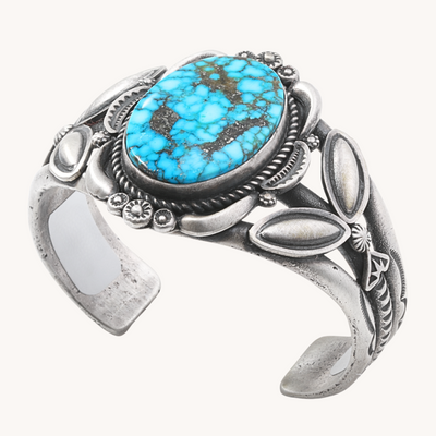 Kingman Spiderweb Turquoise Shank Bracelet