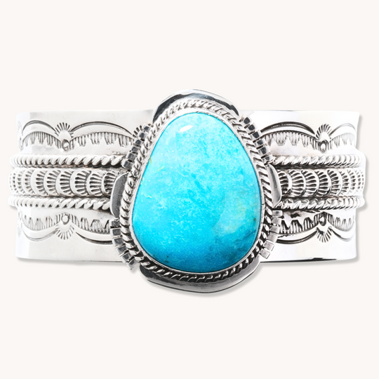 Hand-Stamped Statement Turquoise Bracelet