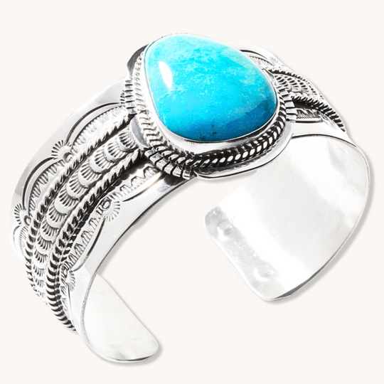 Hand-Stamped Statement Turquoise Bracelet