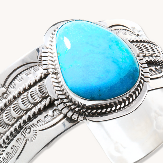Hand-Stamped Statement Turquoise Bracelet