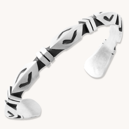 Navajo Geometric Sterling Silver File-Work Cuff