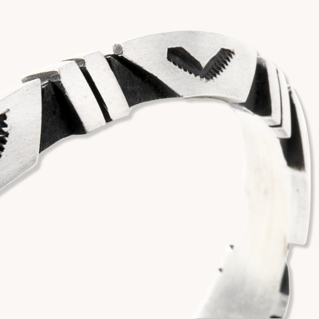 Navajo Geometric Sterling Silver File-Work Cuff