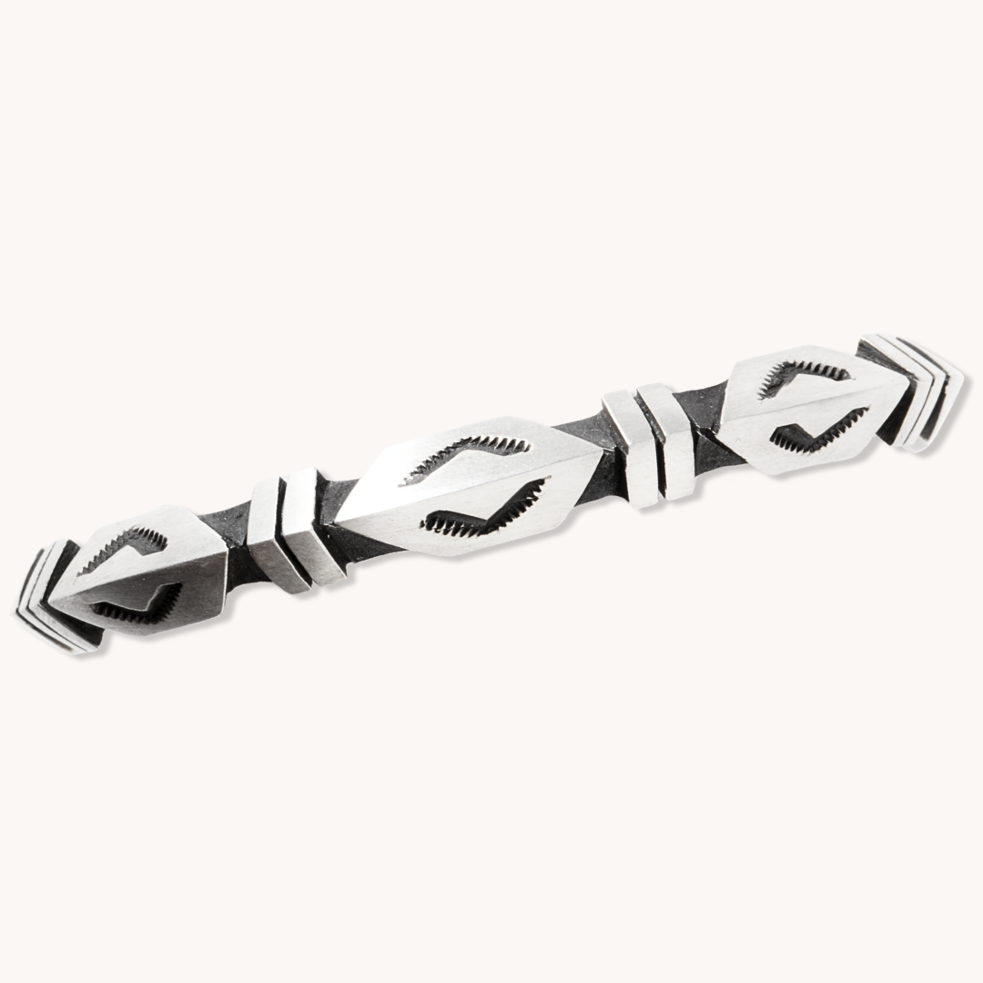 Navajo Geometric Sterling Silver File-Work Cuff
