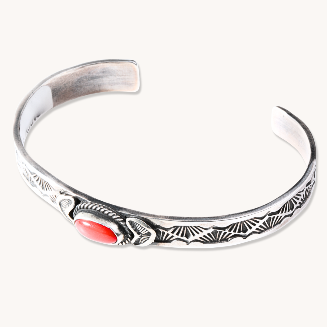 Hand-Stamped Coral Cuff Bracelet