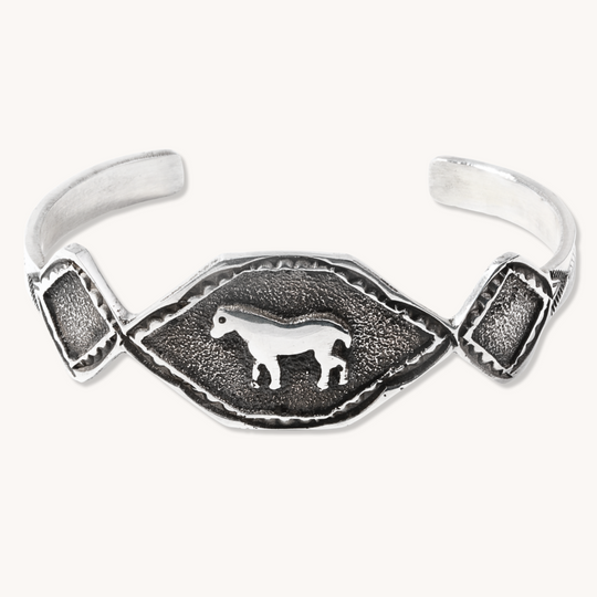 Hand-Stamped Horse Overlay Cuff Bracelet