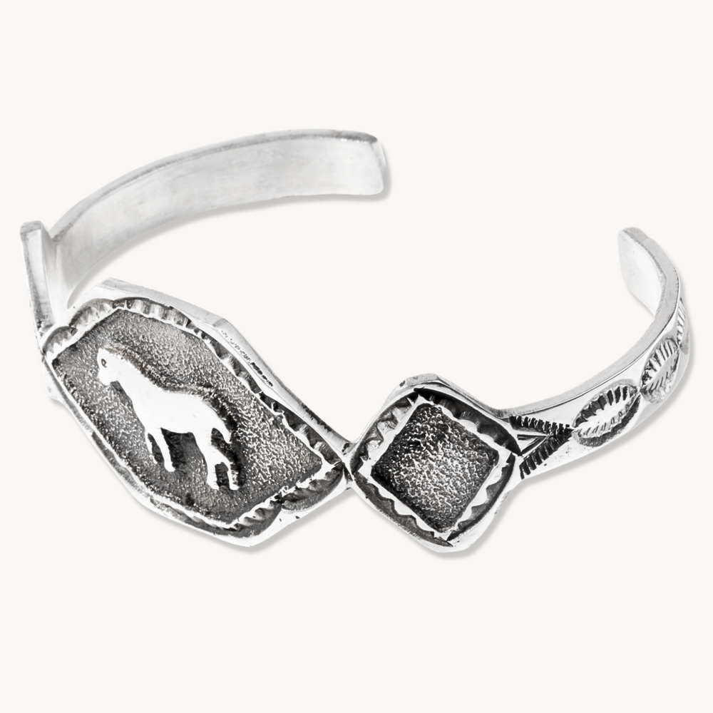 Hand-Stamped Horse Overlay Cuff Bracelet
