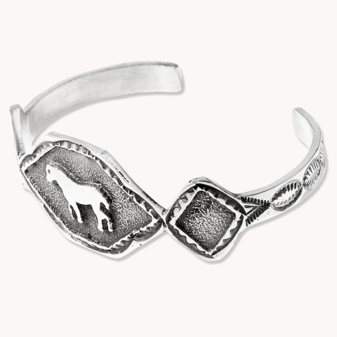 Hand-Stamped Horse Overlay Cuff Bracelet